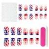 24pcs 4th of July Press on Nails Short Square Red