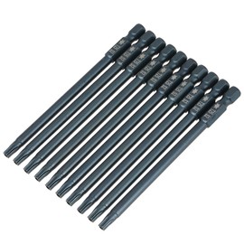 10 pcs 100mm 1/4" Hex Shank T25 Magnetic Security Star Head Screwdriver Bits Kit