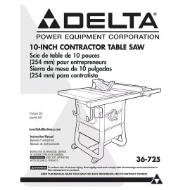 Delta 36-725 10" Contractor Saw Instructions Manual