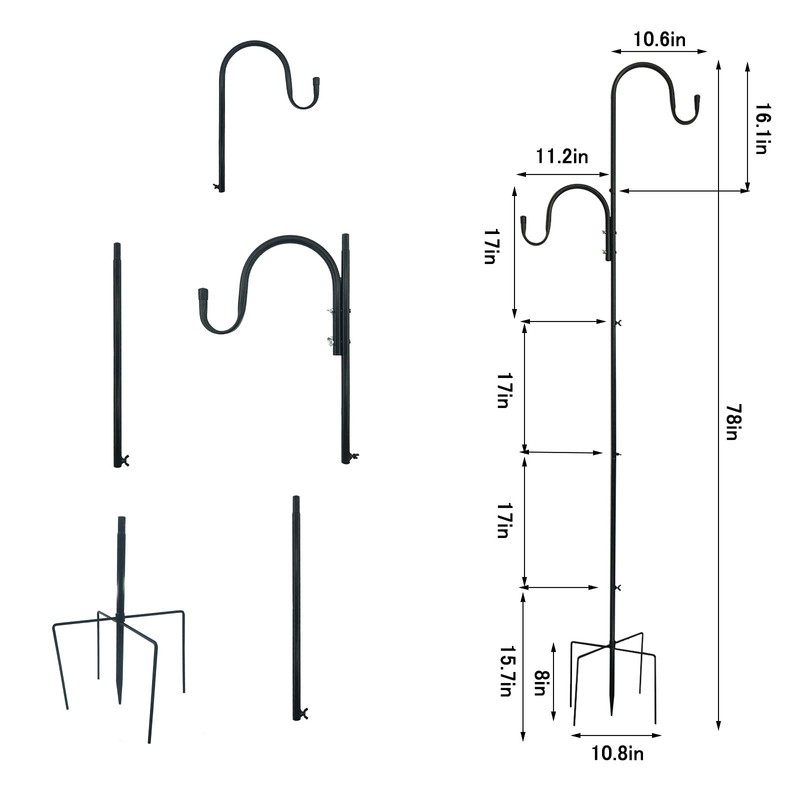 MIPON 2 Pack 78 Inch Double Shepherds Hooks for Outdoor