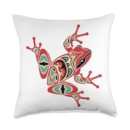 Native American Indian Style Frog Pacific Northwest Throw Pillow