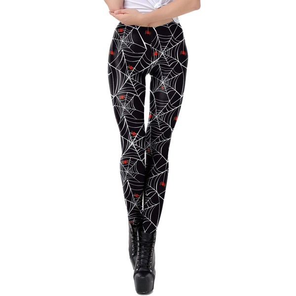 Jumppmile Womens Halloween Leggings Spider Web High Waisted Costume Cosplay