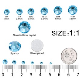 3792 Pcs Malachite blue Crystal Flatback Rhinestones Set for Nail, Art, Crafts, Makeup, Tumblers Glitter Round with Tweezers and Picking Pen(SS6~SS20)