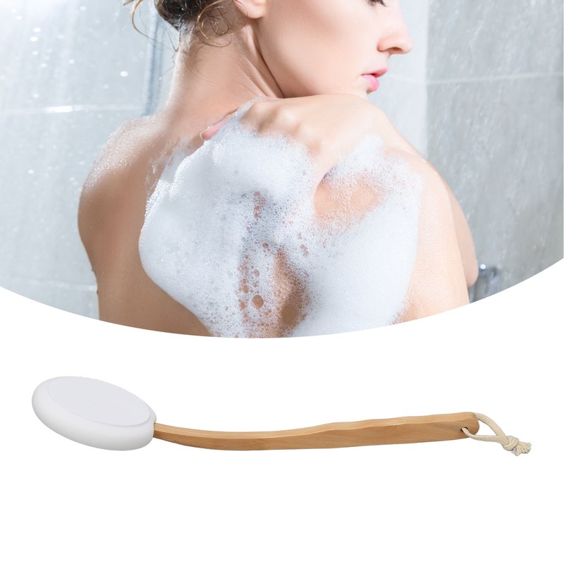 Lotion Applicator EVA Wooden Handle 4 Replaceable Pads Shower Brush