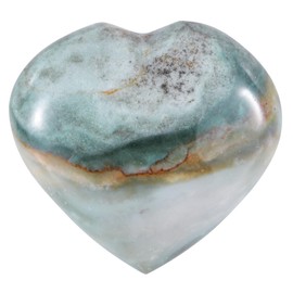 dssmboom Natural Ocean Agate Crystal Heart Worry Stone for Valentine's Day, Polished Ocean Agate Love Heart Stone for Chakra Balancing Meditation Home Decoration, 50-60mm