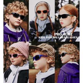 Pro Acme Kids Baseball Sports Polarized Sunglasses with Strap Unbreakable Flexible for Youth Boys Girls Age 4-12(2 Pack (Green Frame/Green Mirrored Lens + Dark Blue Frame/Dark Blue Mirrored Lens))