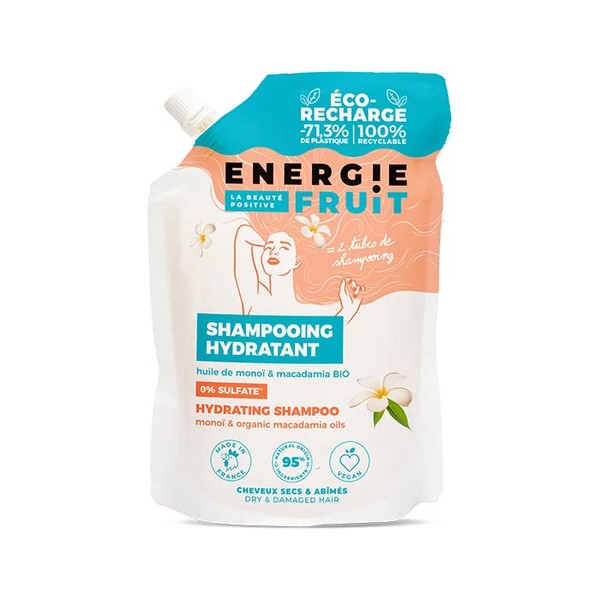 ENERGIE FRUIT Eco Sulphate Refill Shampoo - Anatomical Hair | Monoï & Organic Macadamia Oil | Vegan | 500ml