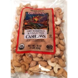 Trader Joe's 2 PACK TRADER JOE'S ORGANIC DRY ROASTED & UNSALTED CASHEWS 16 OZ EACH