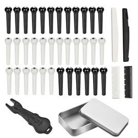 Acoustic Guitar Bridge Pins, Bridge Pins & Bridge Nuts Saddle Set, 42 Pieces, ABS Plastic Black and White Acoustic Guitar Replacement Parts for Guitar String Pin Replacement Acoustic Guitar