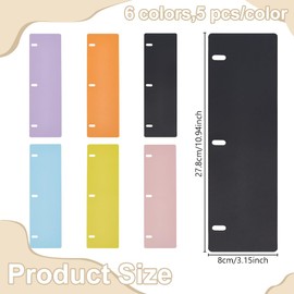 WEBEEDY 30 Pcs Sheet Lifters for Binders, 6 Colors Durable Sheet Flatteners Index Tabs Protect Binder Page Sheets Protect for Standard 3-Ring Binders, D Ring Binder, 11 x 3.2 Inch / 27.8 x 8 cm