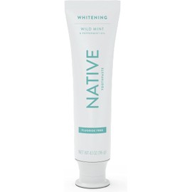 Pasta de dientes nativa elaborada con limpiadores de origen natural e ingredientes simples que blanquean los dientes de forma segura, 4.1 oz, menta silvestre sin flúor - 1 unidad