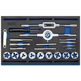 Draper 63520 Combination Tap and Die Metric and BSP in Eva Foam Insert Tray ,Blue,22 Piece Set