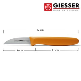 Giesser seit 1776 - Made in Germany - Tourniermesser orange, Klinge 6 cm, rutschfest, scharfes Schälmesser spülmaschinenfest, rostfrei