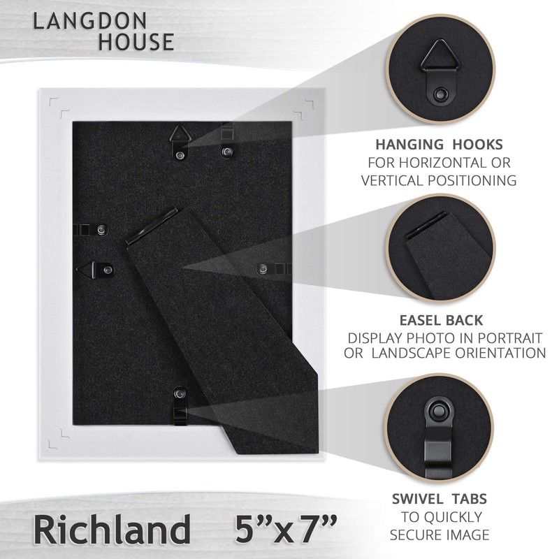 Langdon House 5x7 Picture Frames (Distressed White, 6 Pack) Farmhouse