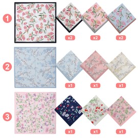 EEEKit Womens Vintage Floral Cotton Handkerchiefs Pack, 12PCS Lady Tea Party Hankies for Mother's Day Gifts, 17.5 X 17.5 In