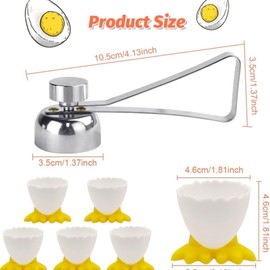 SIYINGSAERY 7 Pcs Egg Cups Set, Chicken Feet Egg Cup and Stainless Steel Egg Opener, Novelty Egg Cups Boiled Egg Holder Cup Funny Egg Topper Egg Cups Stand for Boiled Eggs Breakfast(Yellow)`