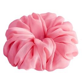 38 Colors Available, Big Scrunchies for Hair, Soft Cheer Chiffon large Ponytail Holder, Cute Birthday Gift for Women Girl Teen, Holiday Accessory (Sweet Pink)