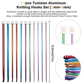 plzzree Tunisian Crochet Hooks Set with Case: 24pcs Tunisian Crochet Bamboo Hooks Set with Cable Afghan Crochet Aluminum Hooks Metal Crochet Yarn Extra Long Needles Knitting Tools Supplies with Markers