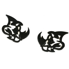 2Pcs 3D Rhino Emblems Car Badge Custom New Side Rear Front Hood Door Decal Replacement for Car Truck SUV Motorcycles (Glossy Black)