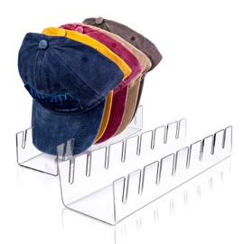 GhiKirin Hat Organizer for Baseball Caps - 2 Pack for 16 Hats Stand for Baseball Caps No Install,Hat Holder Storage Hat Racks for Display and Organizer for Bedroom,Closet,Dresser,Office