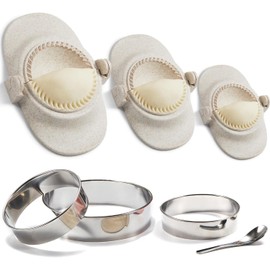 Dumpling Maker, Empanadas Press Mold Maker Set with Dough Cutter, Dumpling Mold Set for Pierogi, Pastelitos, Calzone, Turnovers, Chinese Dumpling White 3sizes (4"+3"+2.6")