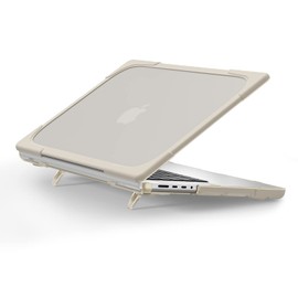 Batianda Compatible with New MacBook Pro 16 inch Case 2024 M4 Chip 2023 2021 Release with M3 M2 Pro Max, Heavy Duty Protective Plastic Hard Shell with Fold Kickstand & Keyboard Cover Protector, Khaki