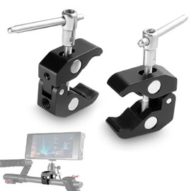 SensaBliss Clamp, Crab Clamp, Set of 2, 15-40mm Super Clamp, Pipe Clamp, 1/4" Screw Hole and 3/8" Screw Hole, Multi-Purpose Clamp Mount, Compatible with Head Mount, Camera Clamp, Fixing Hardware