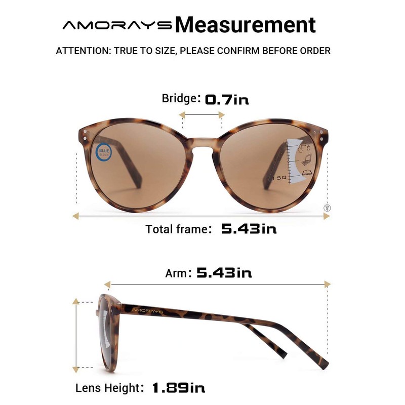 Amorays Cat Eyes Progressive Multifocus Reading Sunglasses for Women UV