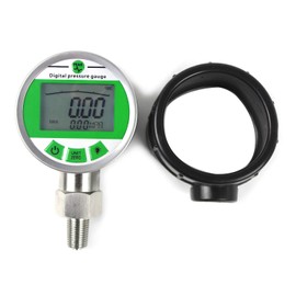 SINOCMP Digital Pressure Gauge 25.0MPA/3600PSI Hydraulic Gas Water Pressure Gauge Accuracy 1% FS NPT1/4 Interface, Backlight Silica Gel Case(Green)