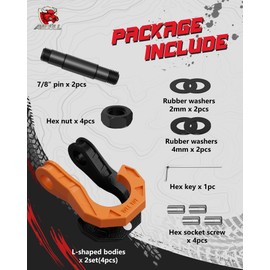 AMBULL 3/4" D Ring Separate Shackles, 52,910lbs Break Strength Easy Open Towing Winch Shackles, Heavy Duty Shackles with 7/8" Screw Pin for Tow Strap Winch Off Road Vehicle Recovery (BlackOrange)