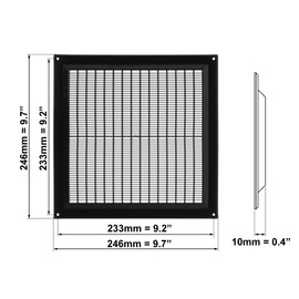 250 x 250 mm Black Plastic Ventilation Cover Ventilation Grille Cap