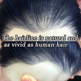 BTWTRY Dark Blue Wig Long Straight Navy Blue Synthetic Lace Front Wigs Pre Plucked Natural Hairline for Black Women Heat Resistant Fiber Hair Cosplay Daily Wear Wig (Dark Blue)