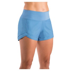 Pantalones cortos deportivos ligeros para mujer con forro de malla de 3 pulgadas WOD para entrenamiento deportivo para mujer con bolsillo para teléfono, Azul ceniza, XL