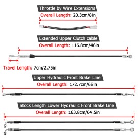 MOFUN For Harley Touring w/ABS 12"-14" Handlebar Brake Line Clutch Cable TBW 2021-UP