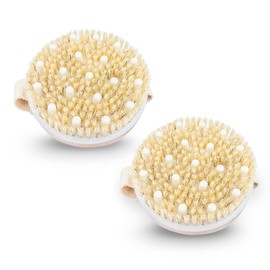 EcoGreen® - Duo de 2 Cepillos corporales de cerdas naturales, cepillos para masaje exfoliante y estimulante, ayuda a la celulitis y estimula la circulacion sanguinea.