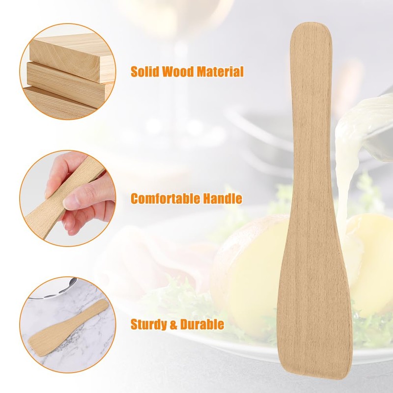 OSDUE Wooden Spatula, Set of 10 Beechwood Spatula for Cooking,
