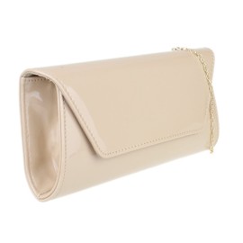 Girly Handbags Womens Plain Glossy Clutch Bag - Nude