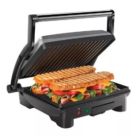 Chefman Parrilla Panini Prensa Chefman Rj02-180-4-r Apertura 180° Color Negro