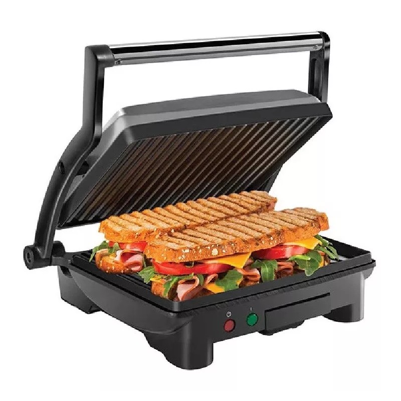 Chefman Parrilla Panini Prensa Chefman Rj02-180-4-r Apertura 180° Color Negro