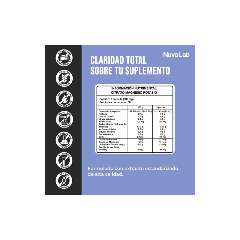 Pack Citrato Magnesio Potasio Suplemento 180 Caps