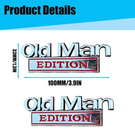 Pack of 2 Old Man Edition Car Emblem, Car Sticker for Men, 3D Metal Car Sticker, Funny Edition Bumper Sticker with Old Man Motif for Car, Truck, SUV, Side or Tailgate