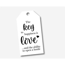24ct Bottle Opener Favor Tags, The Key to Happiness is Love, Wedding Favor Tags (MLT-649)