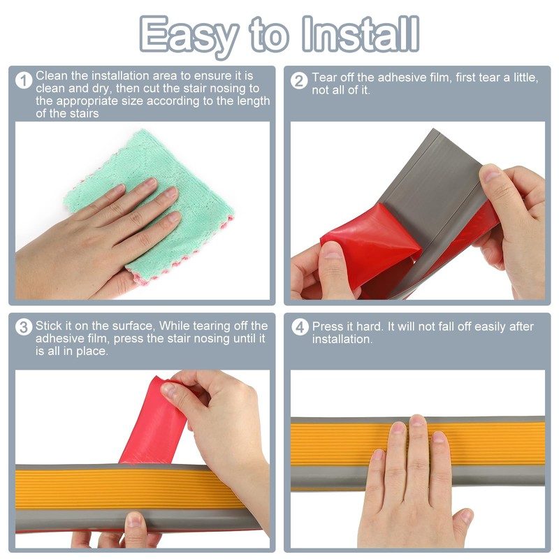 Sourcing Map 3.2Ft PVC L-Shape Stair Nosing, Dark Yellow/Grey