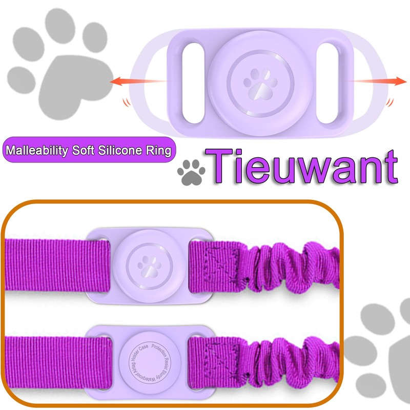 [2 Pack] Waterproof AirTag Dog Collar Holder Case, Silicone Full-Body