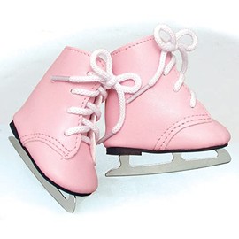 Sophia's Faux Leather Ice Skates with Ties and Metal Blades for 18 Inch Dolls, Light Pink