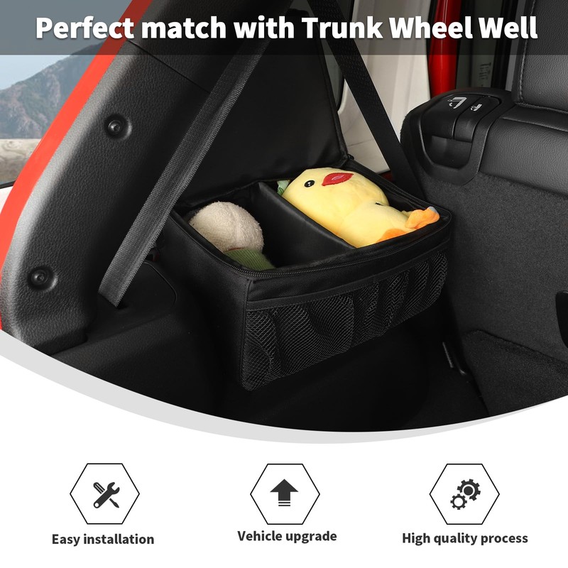 Linskip for 2024-2025 Jeep Wrangler Storage Trunk Organizer, Wheel Well