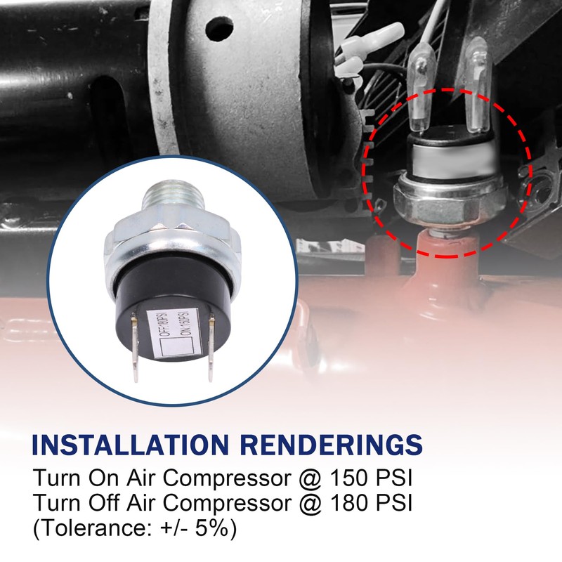 Air Pressure Switch 150-180 PSI Tank Mount Thread 1/4" NPT