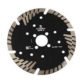 Stadea SBD103K Diamond Saw Blade 5-Inch Side Support Turbo Dry Cutting - Cuts Granite, Quartz, Engineered Stone Fits Grinder, Saw Cutter, 8 MM Segments - Pack of 1