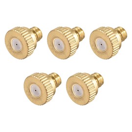 sourcing map Brass Misting Nozzle - 10/24 UNC 0.5mm Orifice Dia Replacement Heads for Outdoor Cooling System - 5 Pcs