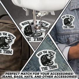 Rizz Em with The Tism Patch Funny Possum 3" Embroidered Patches for Backpack, Hat, Jackets, Iron On Sew On, Uniform DIY Embroidery PVC Patches Gift, Accessories for Him Her 3 Inch